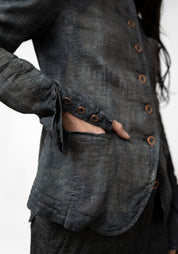 Tailored Hand Dyed Textured Linen Blend Jacket - December Thieves