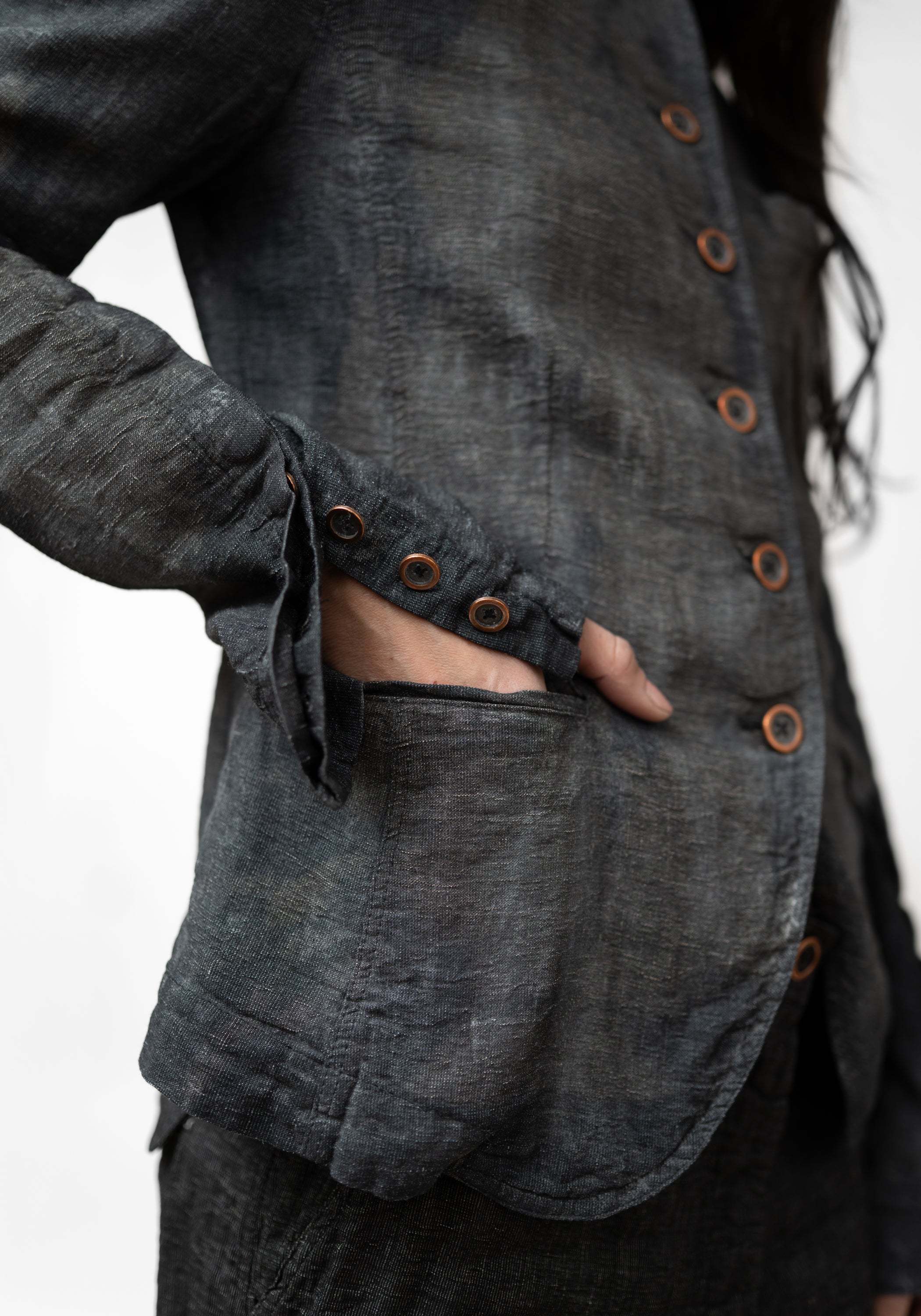 Tailored Hand Dyed Textured Linen Blend Jacket - December Thieves