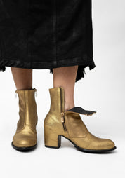 Lidia Gold Textured Leather Zip Detail Boot - December Thieves
