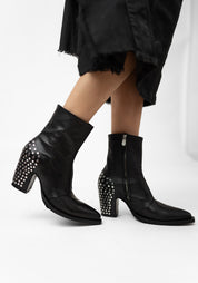 Zari P. Rivet Detail Black Leather Boot - December Thieves