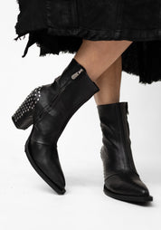 Zari P. Rivet Detail Black Leather Boot - December Thieves