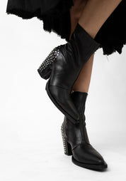 Zari P. Rivet Detail Black Leather Boot - December Thieves