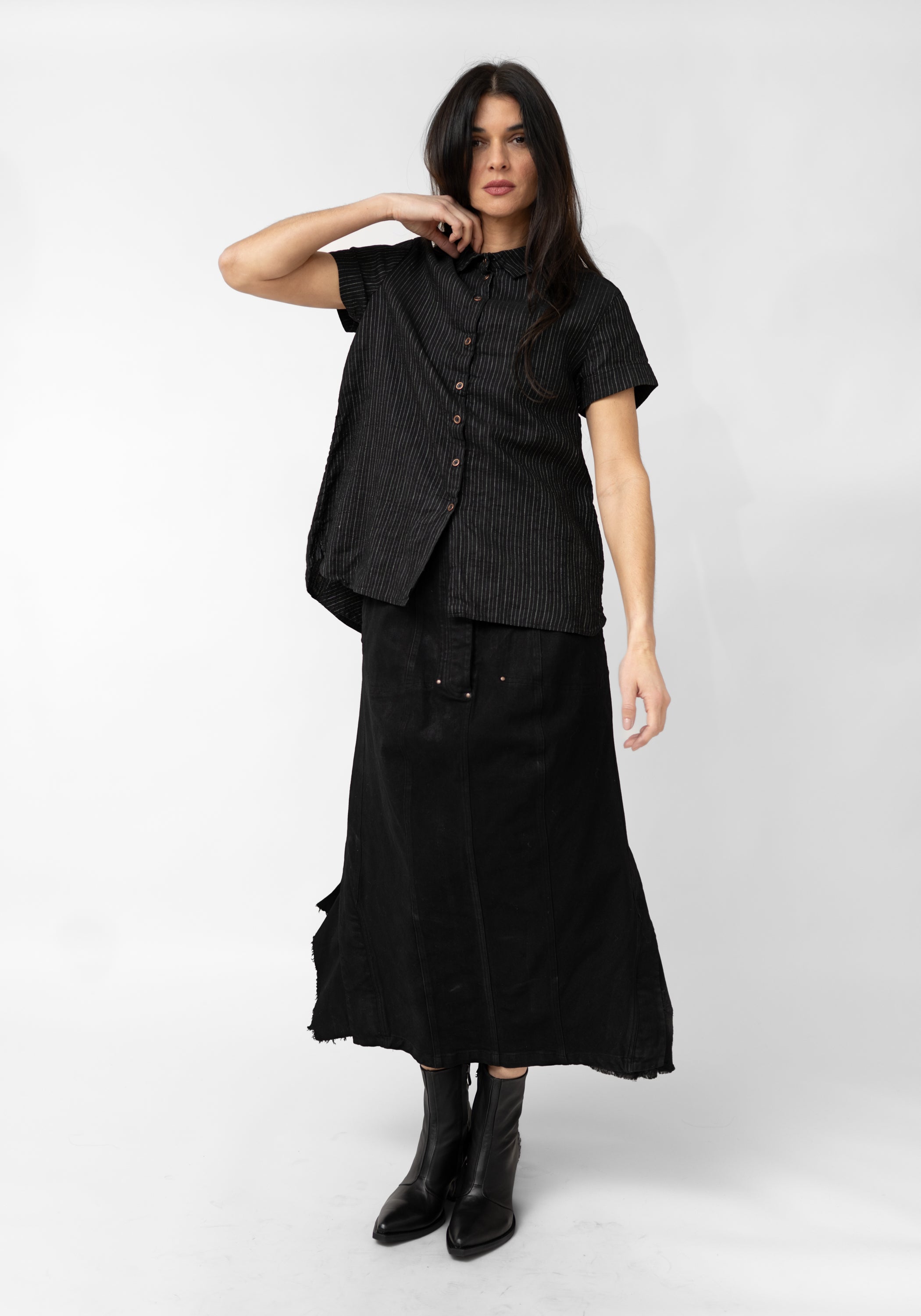Gathered Back Panel Short Sleeve Blouse - December Thieves