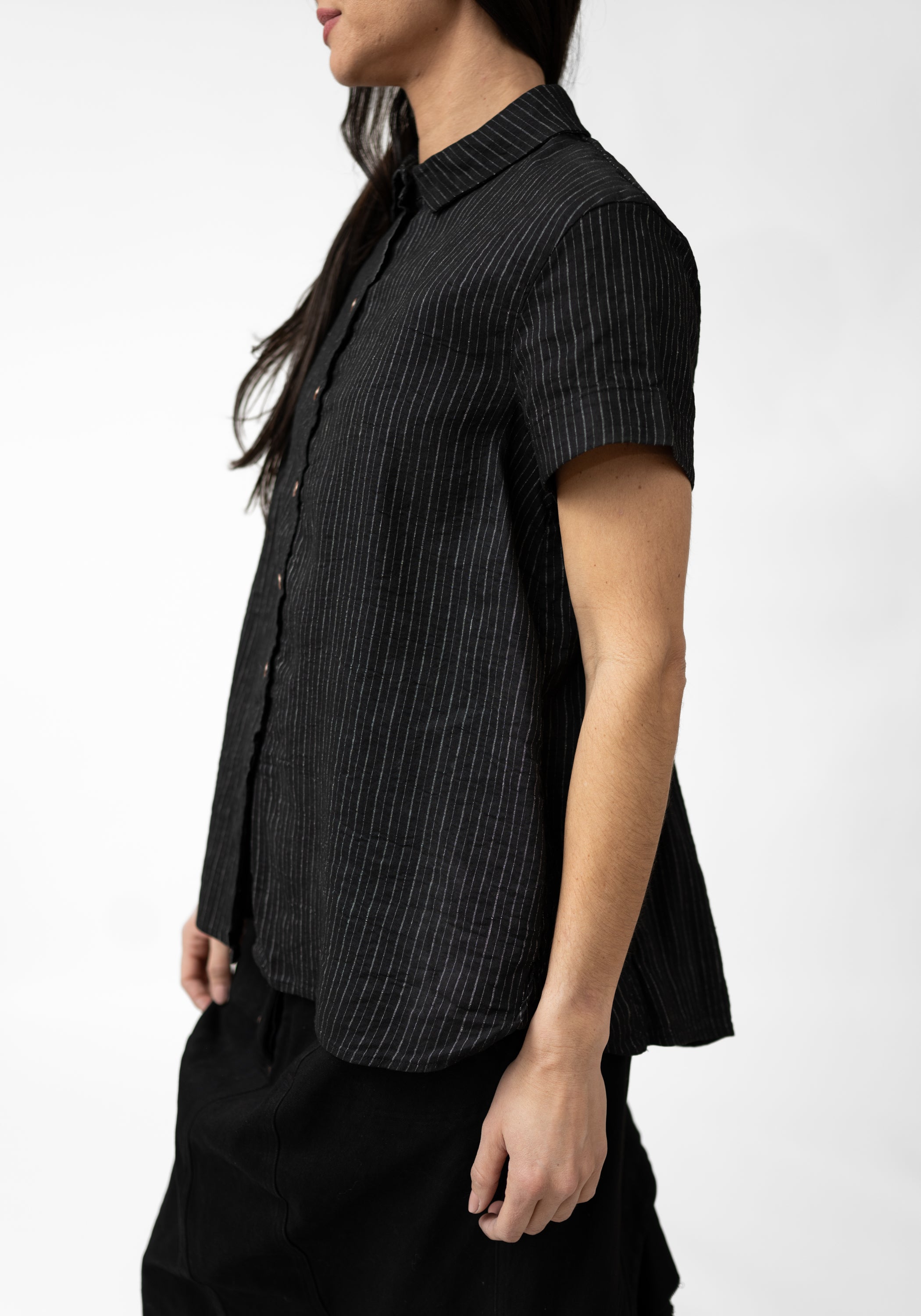 Gathered Back Panel Short Sleeve Blouse - December Thieves