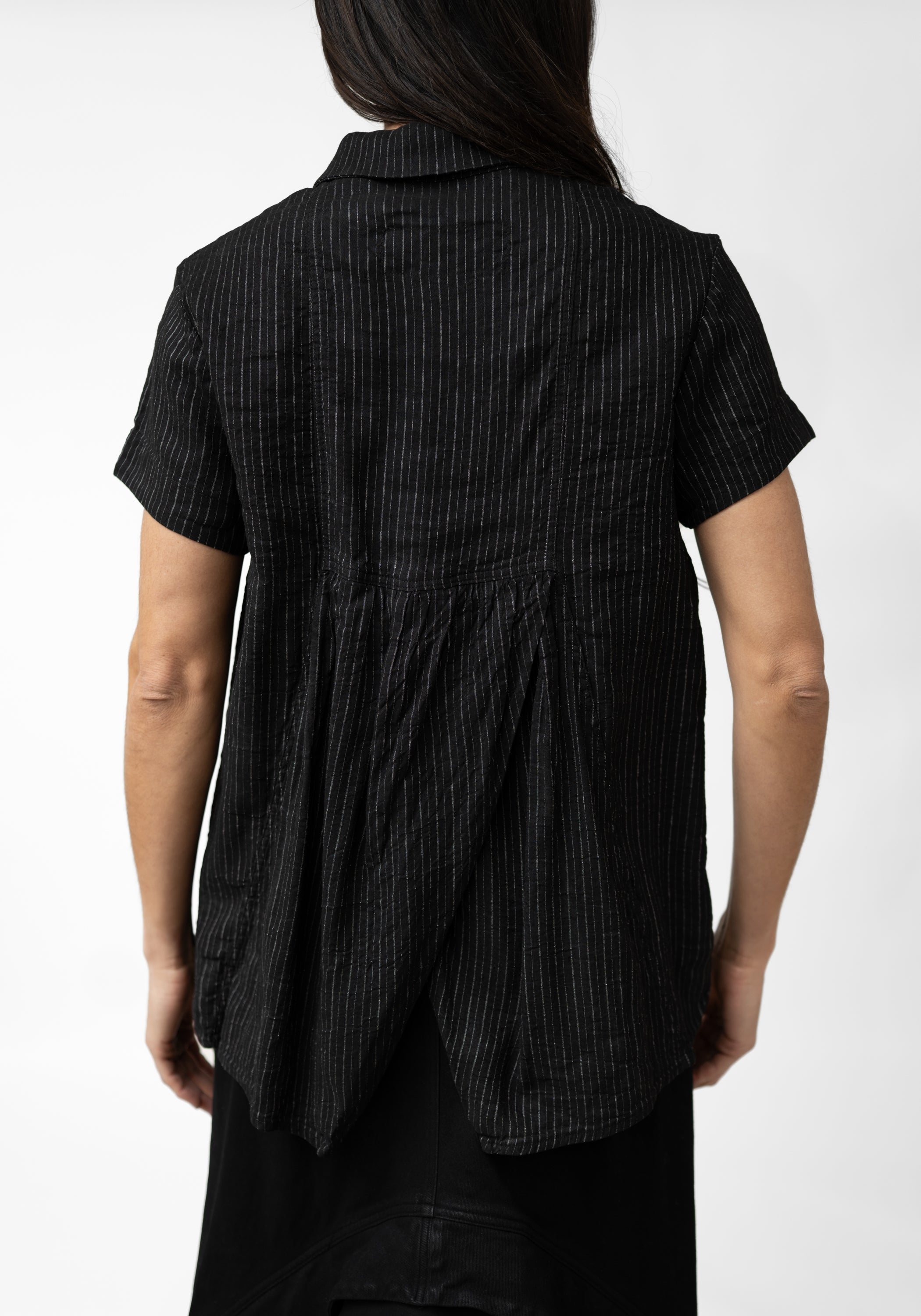 Gathered Back Panel Short Sleeve Blouse - December Thieves