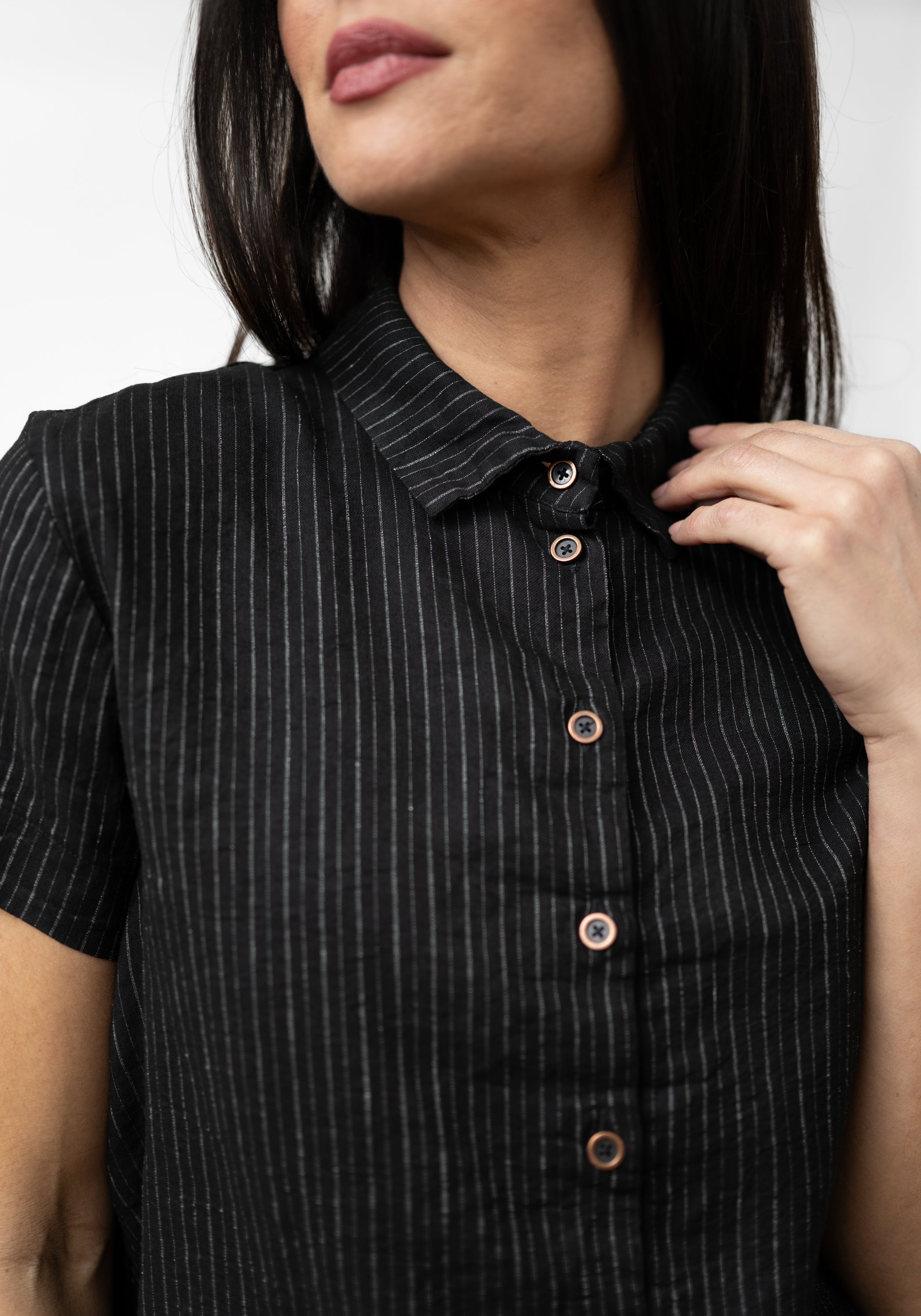 Gathered Back Panel Short Sleeve Blouse - December Thieves