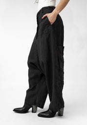 Wide Leg Drop Seat Textured Linen Pants - December Thieves