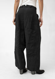 Wide Leg Drop Seat Textured Linen Pants - December Thieves