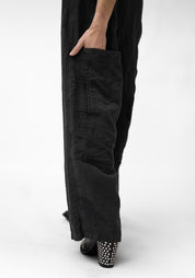 Wide Leg Drop Seat Textured Linen Pants - December Thieves