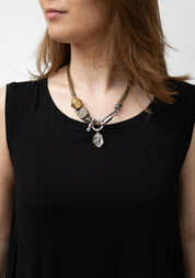 Herkimer, Pyrite and Hematite Snake Beads Necklace