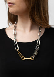 Pyrite, Brass and Stainless Chain Necklace - December Thieves