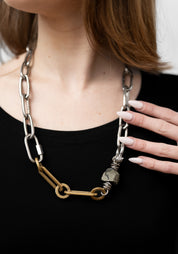 Pyrite, Brass and Stainless Chain Necklace - December Thieves