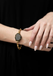 Green Labradorite and Brass Bracelet - December Thieves