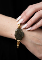 Green Labradorite and Brass Bracelet - December Thieves