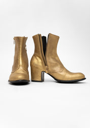 Lidia Gold Textured Leather Zip Detail Boot - December Thieves