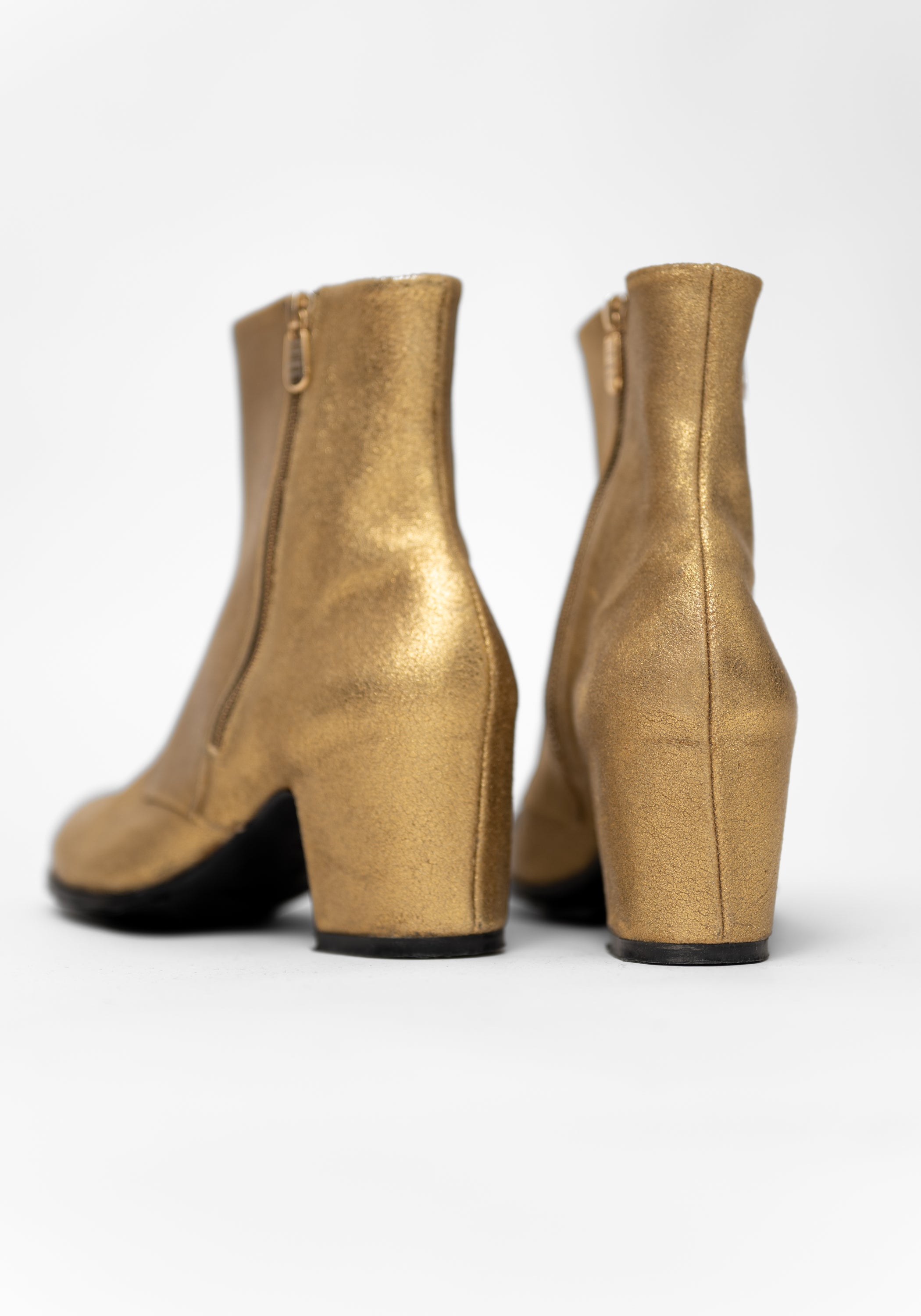 Lidia Gold Textured Leather Zip Detail Boot - December Thieves