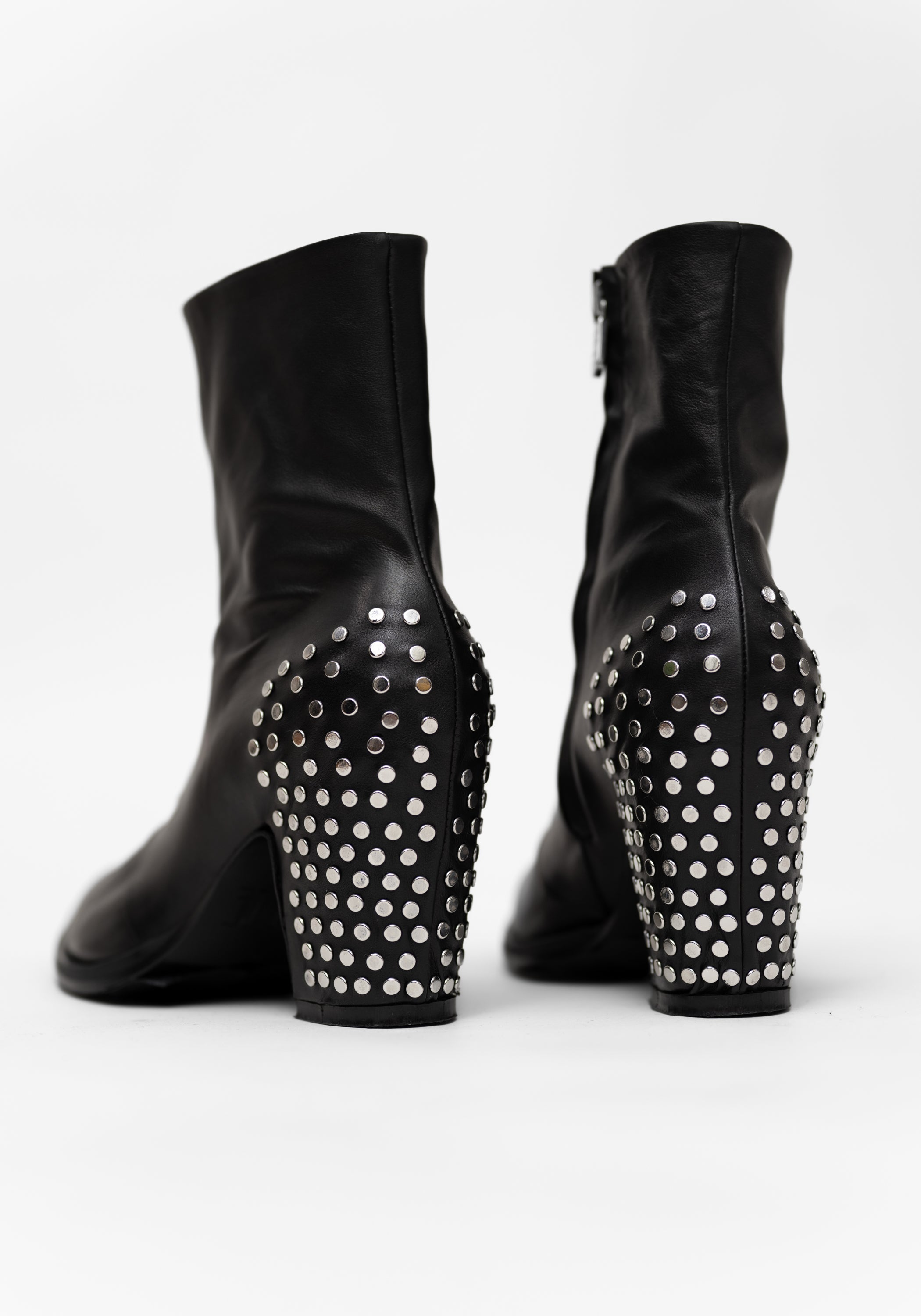 Zari P. Rivet Detail Black Leather Boot - December Thieves