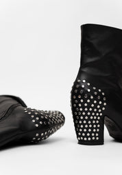 Zari P. Rivet Detail Black Leather Boot - December Thieves