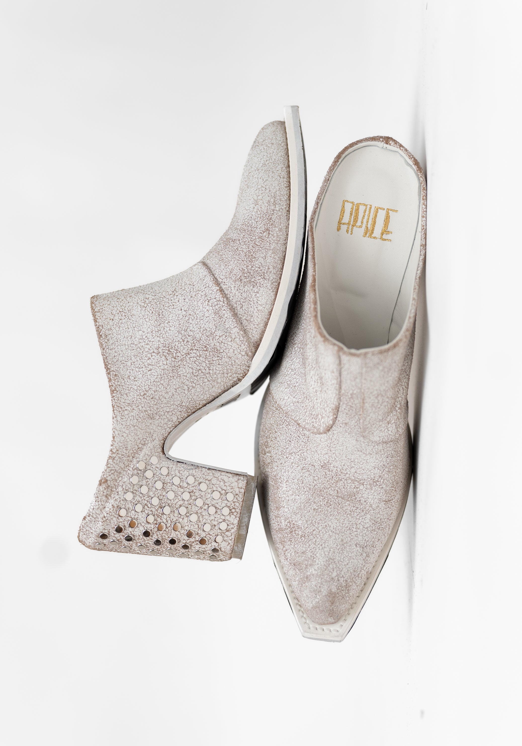 Camilla Rivet Hand Painted Off White Leather Mule - December Thieves