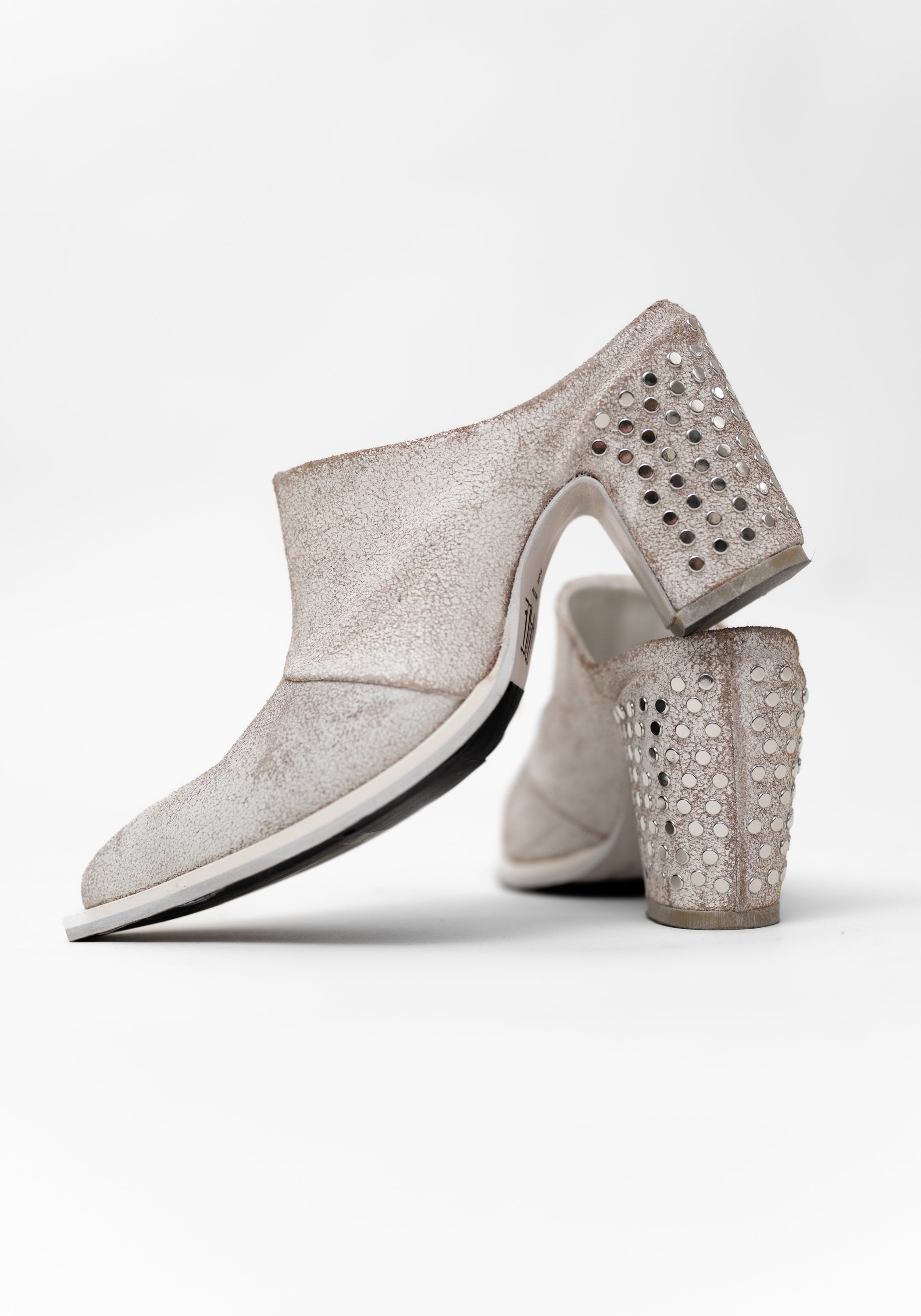 Camilla Rivet Hand Painted Off White Leather Mule - December Thieves