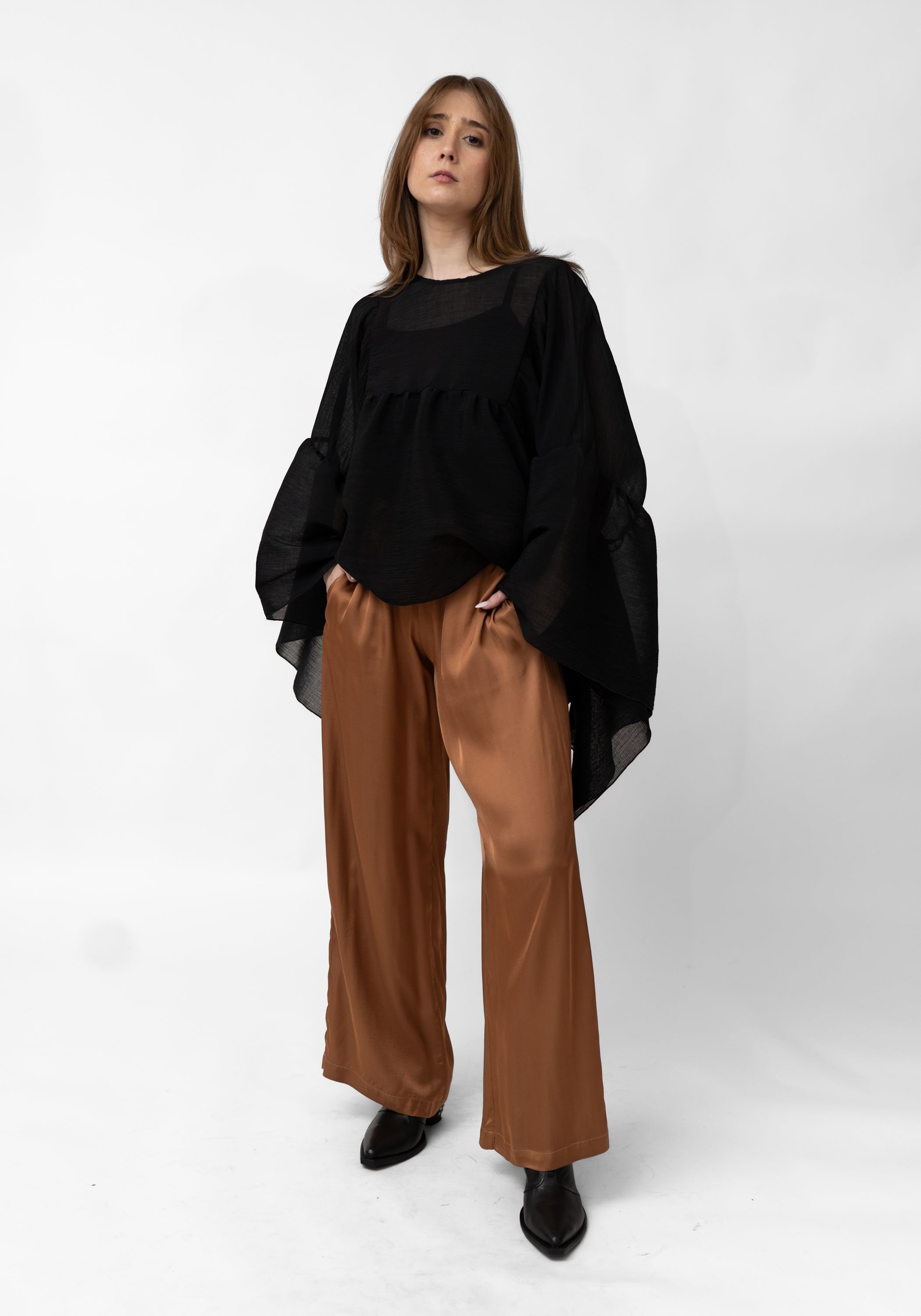 Gandi Oversized Semi-Sheer Textured Full Sleeve Top - December Thieves