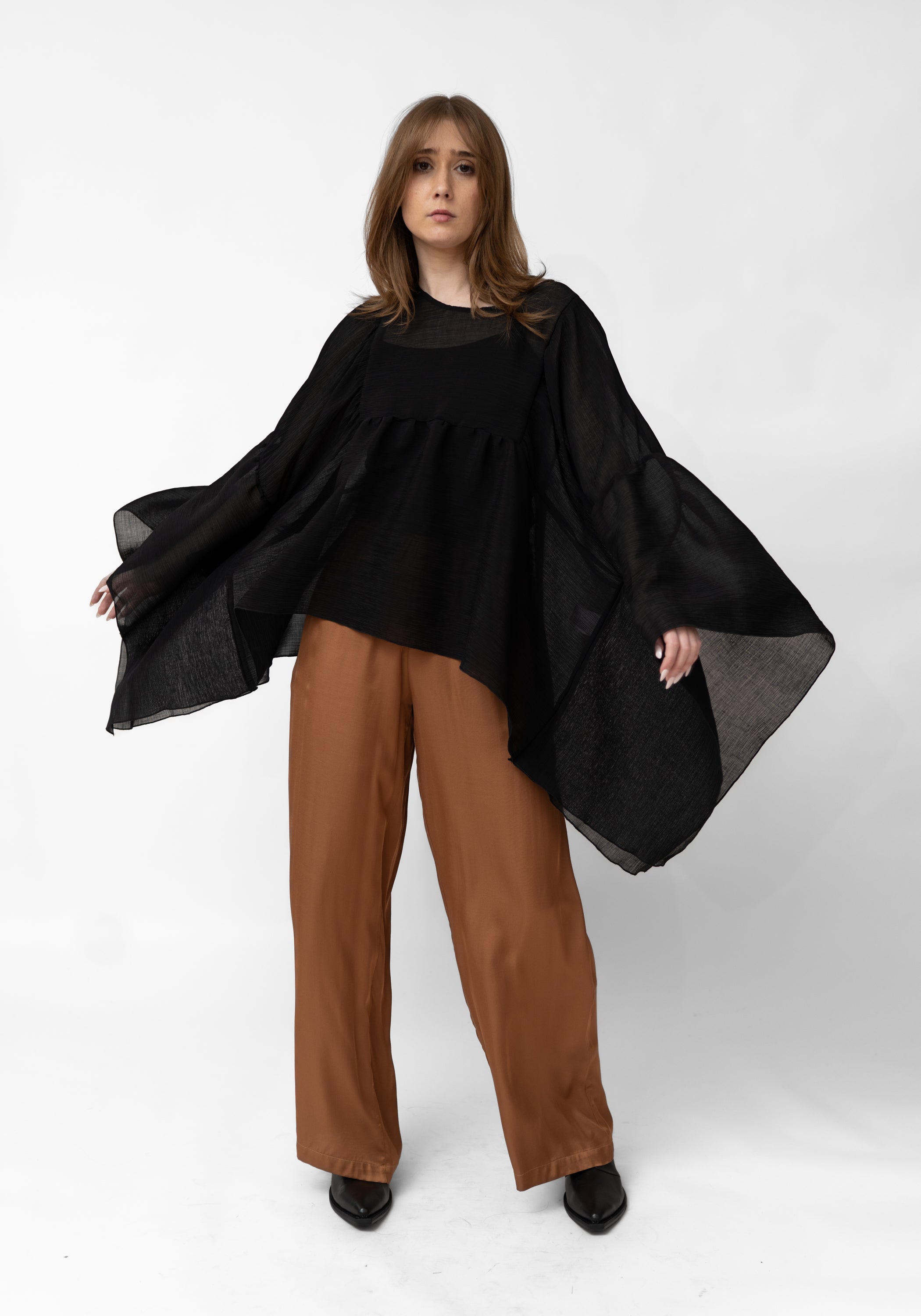 Gandi Oversized Semi-Sheer Textured Full Sleeve Top - December Thieves