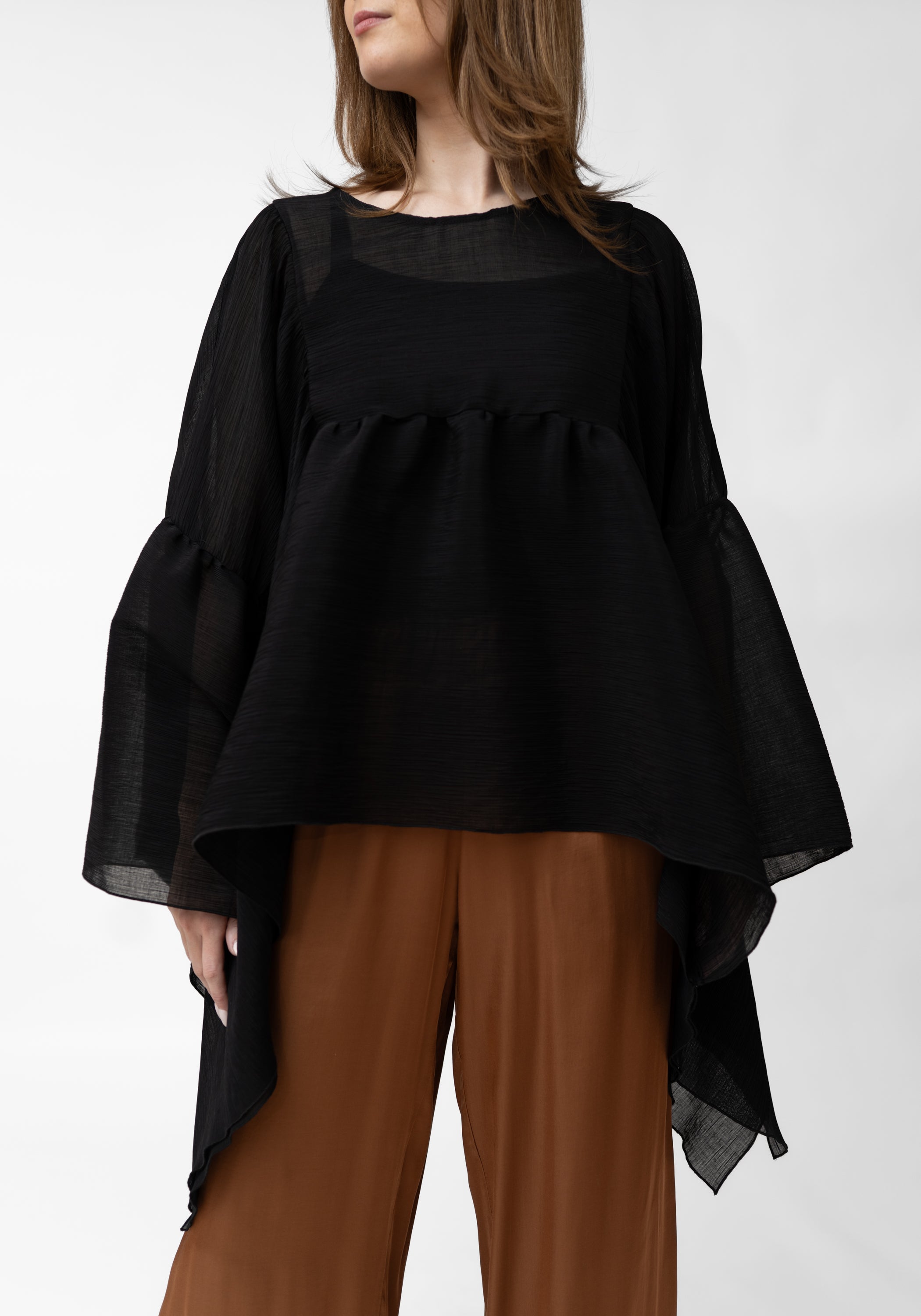Gandi Oversized Semi-Sheer Textured Full Sleeve Top - December Thieves