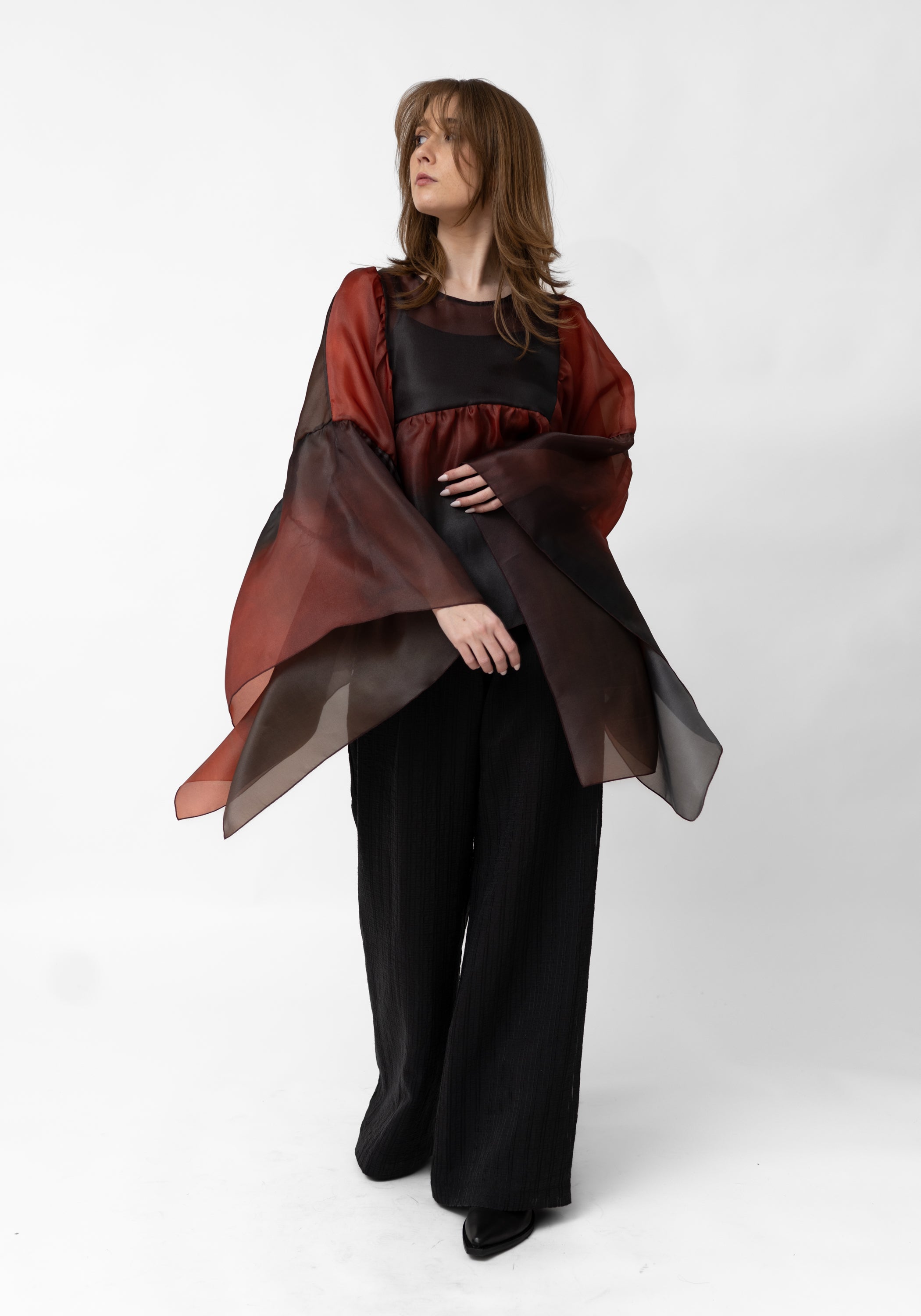 Orgos Oversized Semi-Sheer Ombre Full Sleeve Top - December Thieves