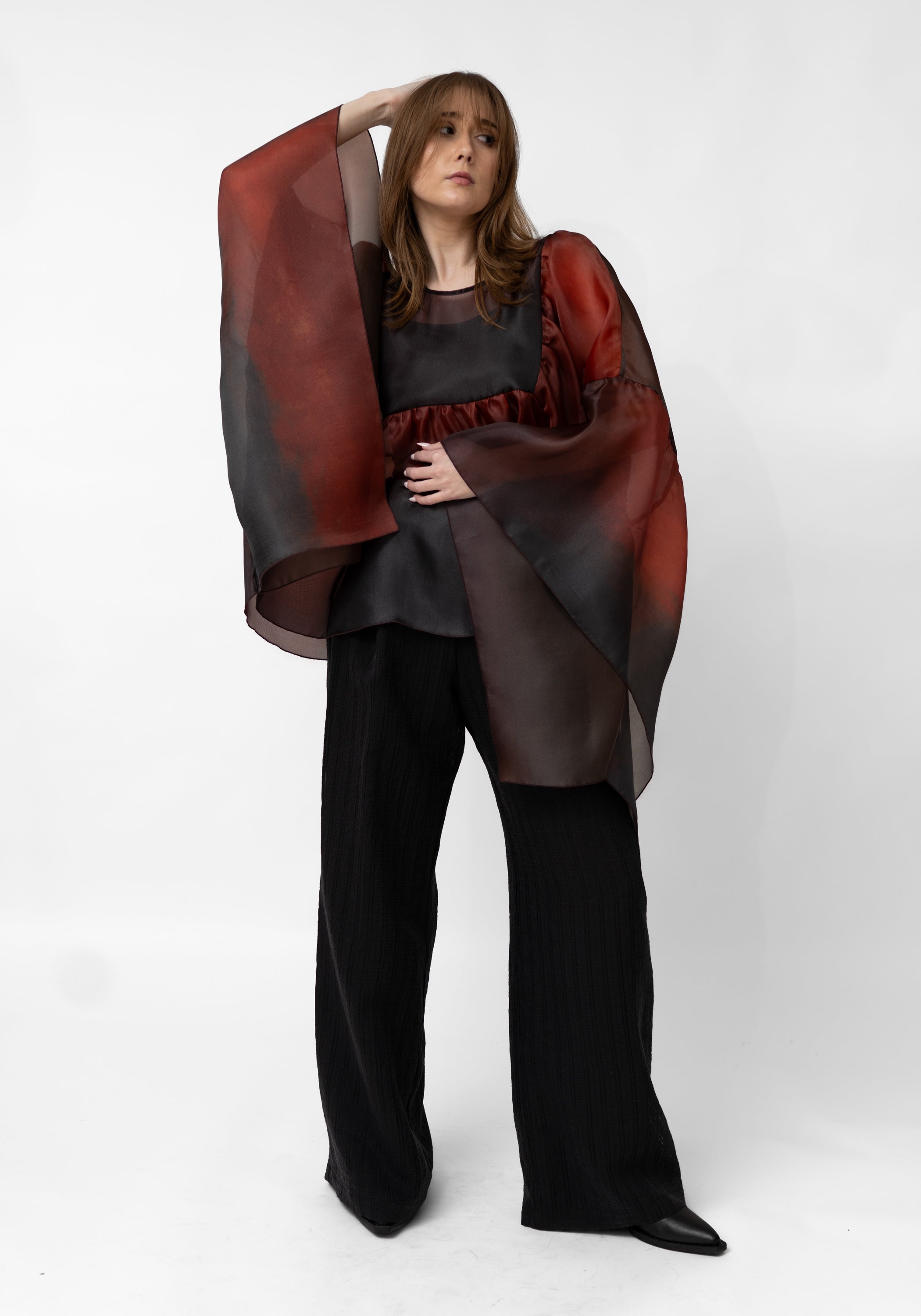 Orgos Oversized Semi-Sheer Ombre Full Sleeve Top - December Thieves