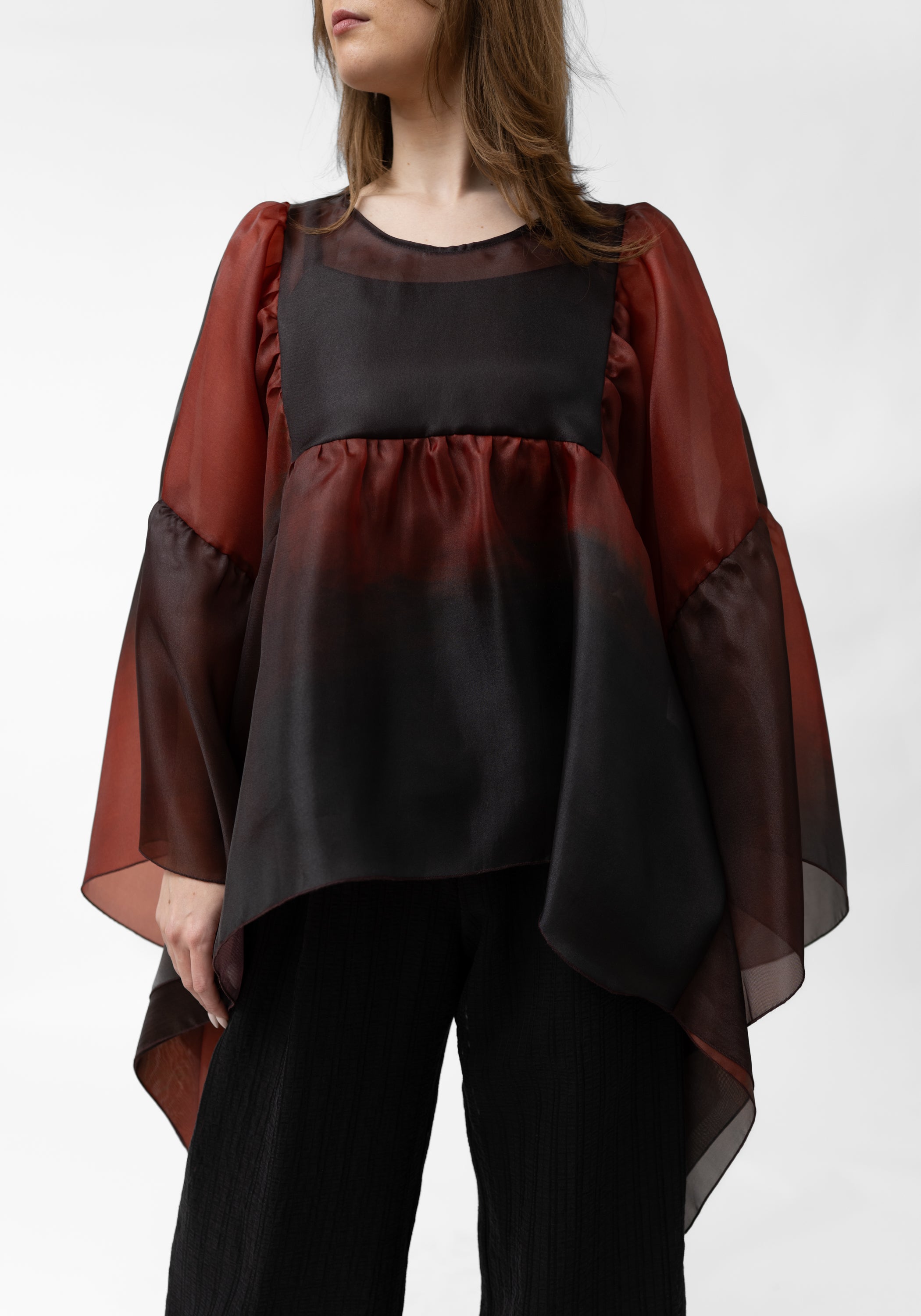 Orgos Oversized Semi-Sheer Ombre Full Sleeve Top - December Thieves