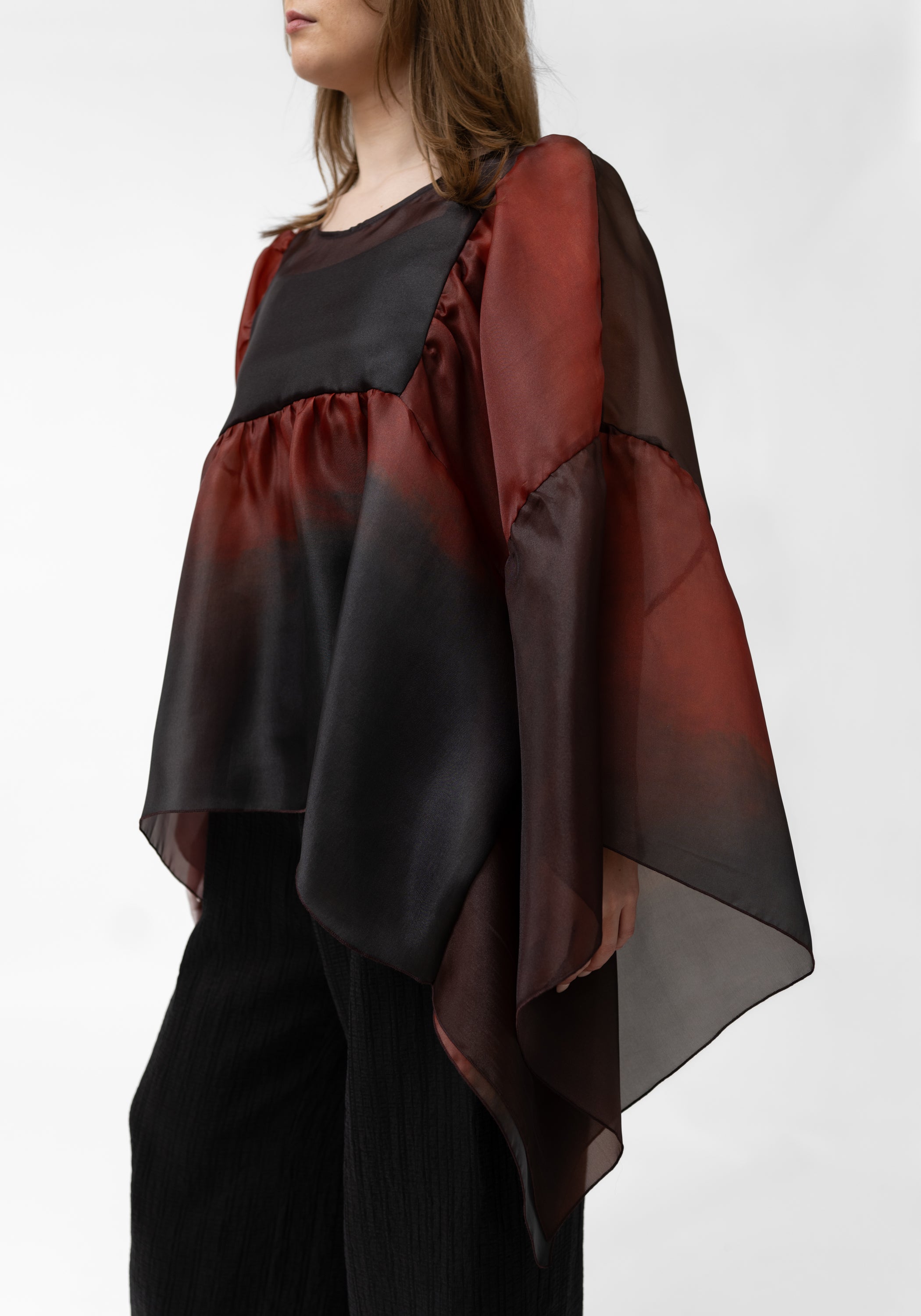 Orgos Oversized Semi-Sheer Ombre Full Sleeve Top - December Thieves