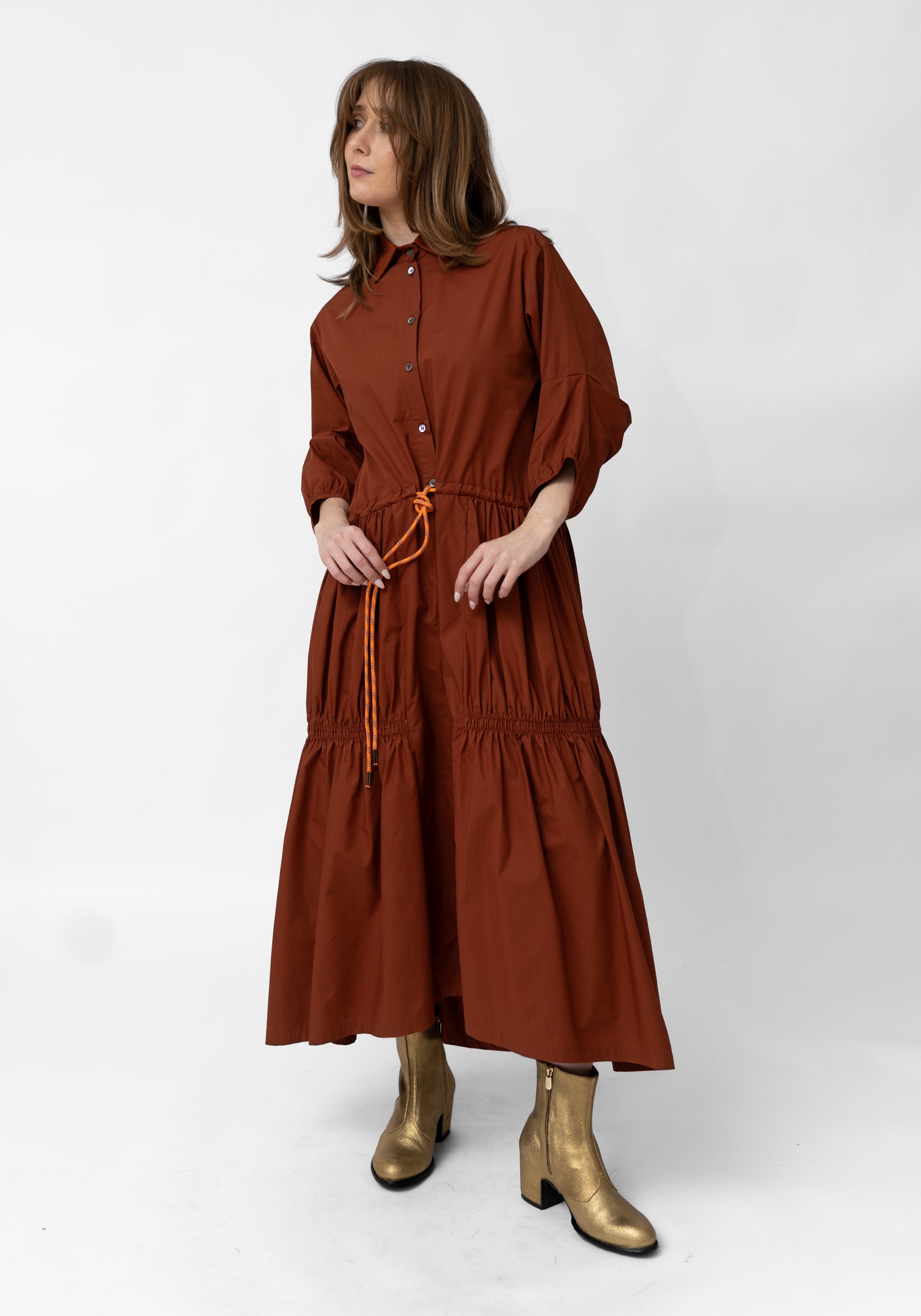 Oversized Gather Detail Button Front Dress - December Thieves