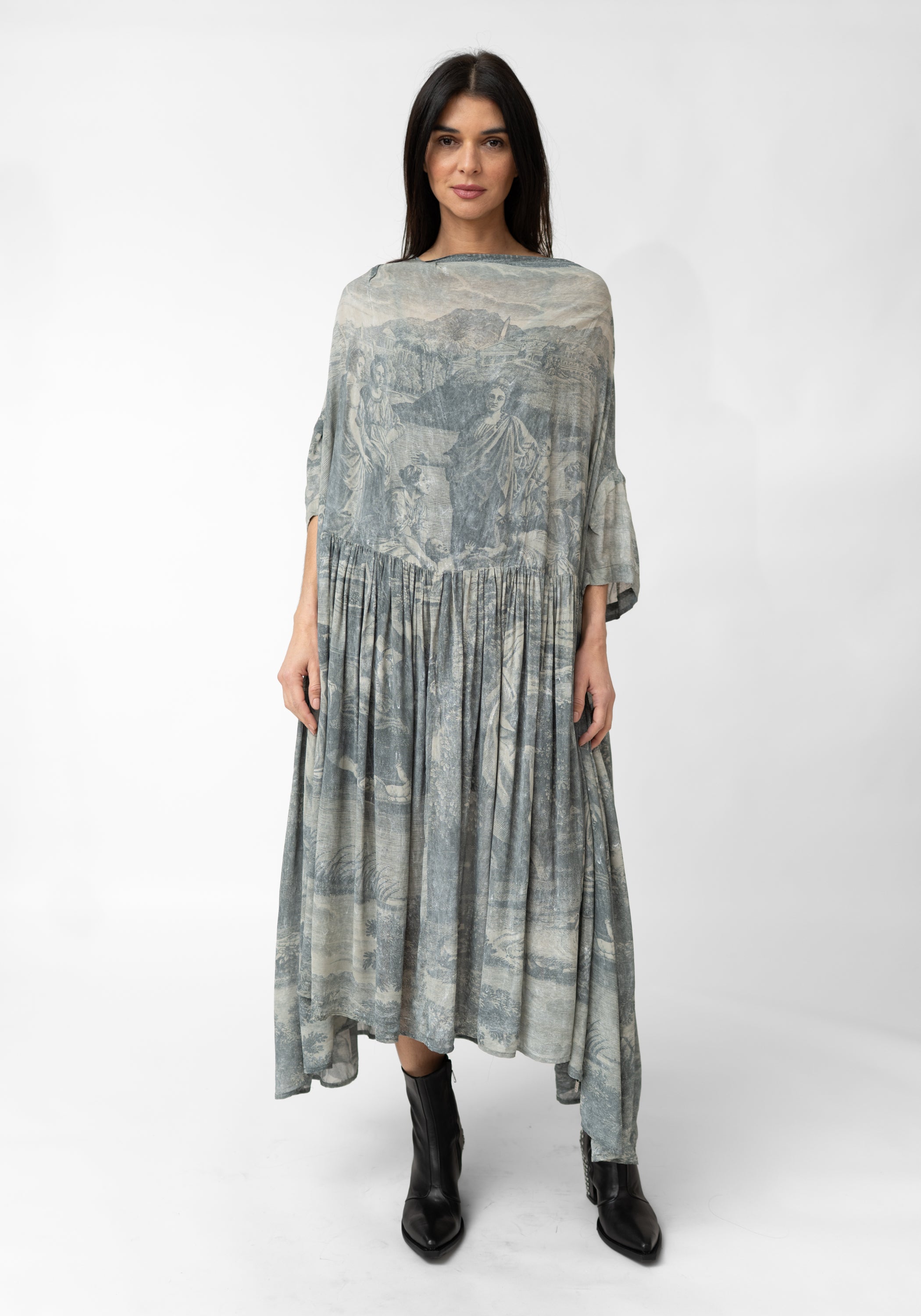 Oversized Drop Shoulder Semi-Sheer Printed Dress | Rundholz DIP ...