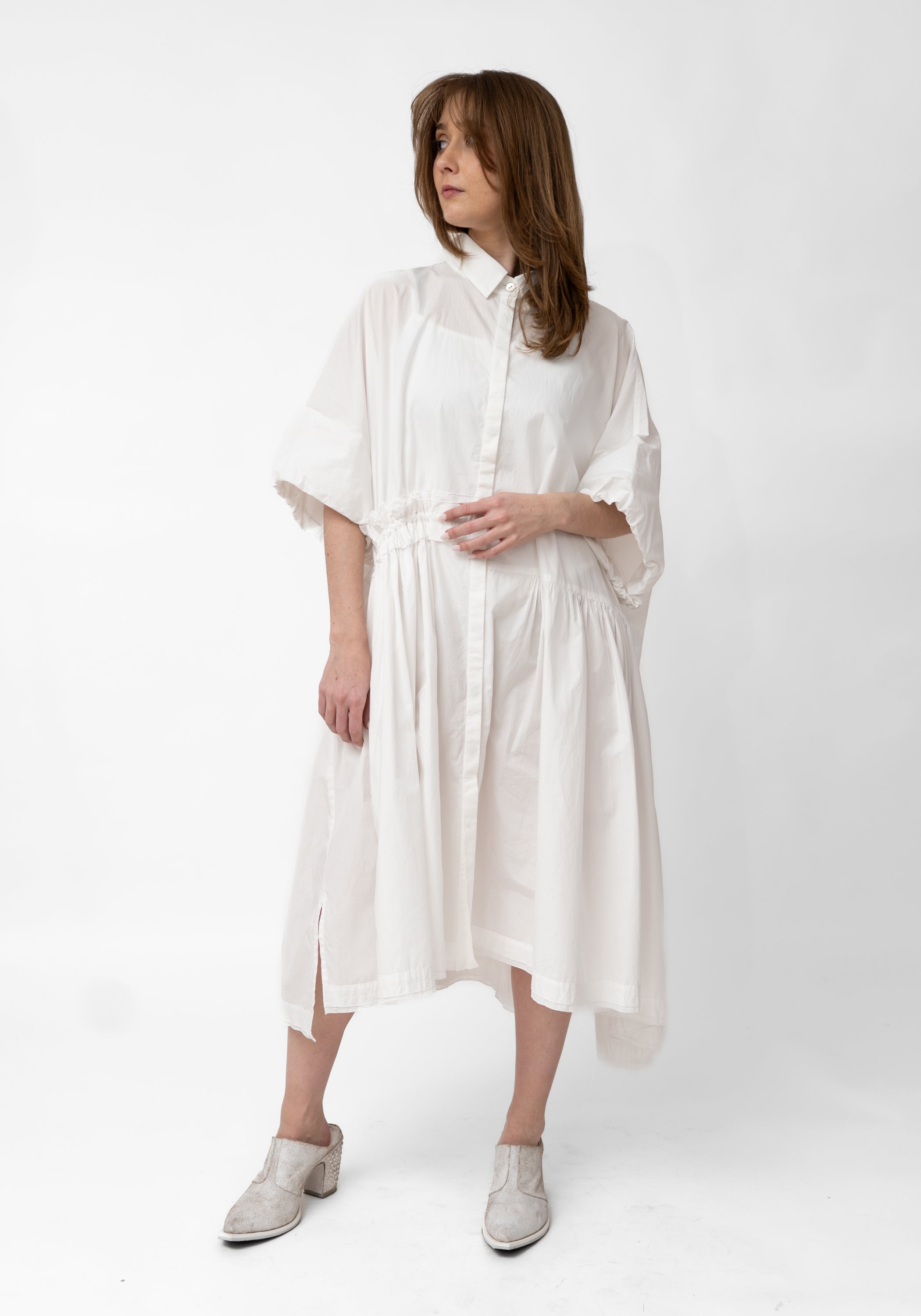 Oversized Asymmetric Gather Detail Shirt Dress - December Thieves