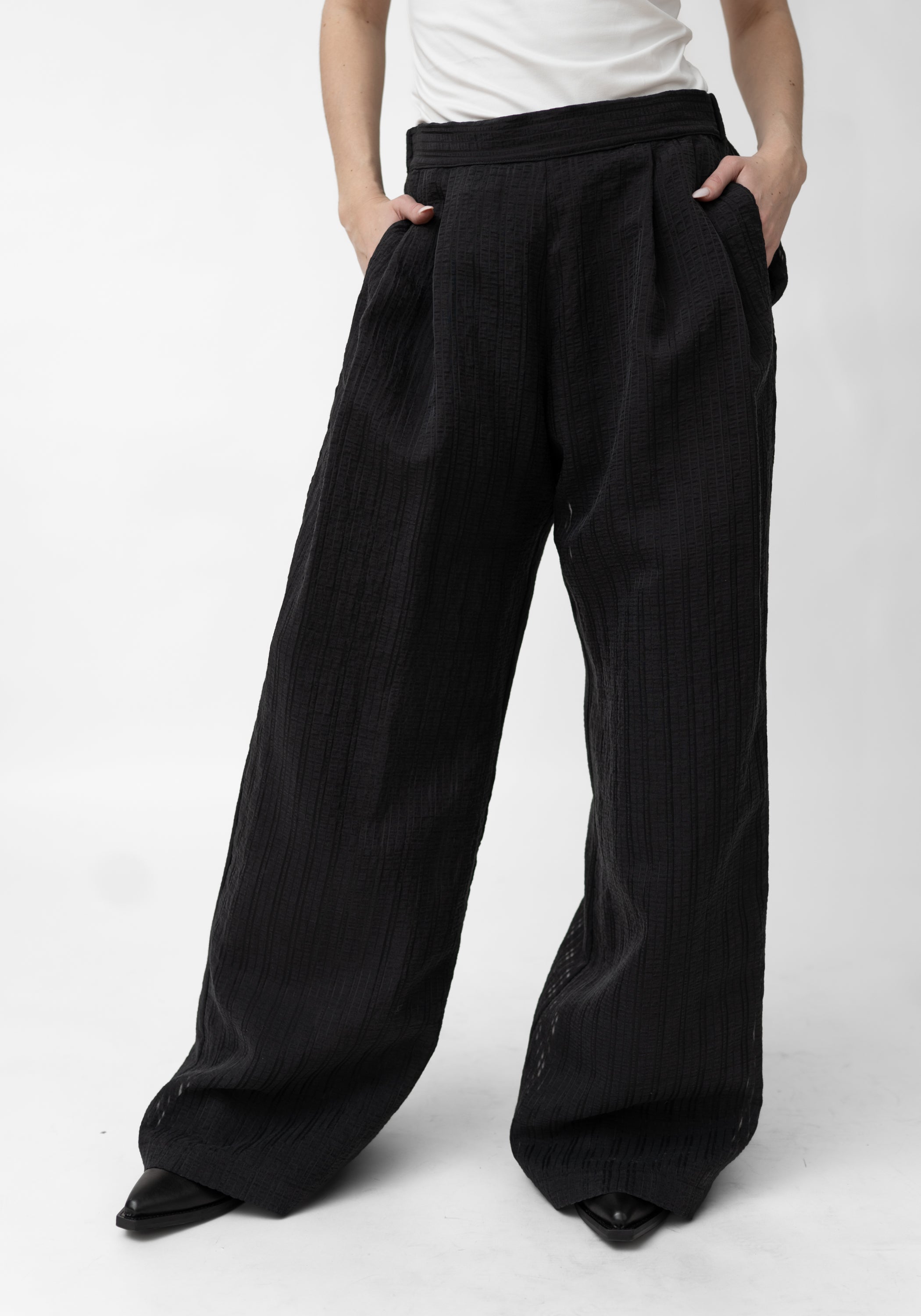 Ombra Semi-Sheer Stripe Pleated Pants - December Thieves