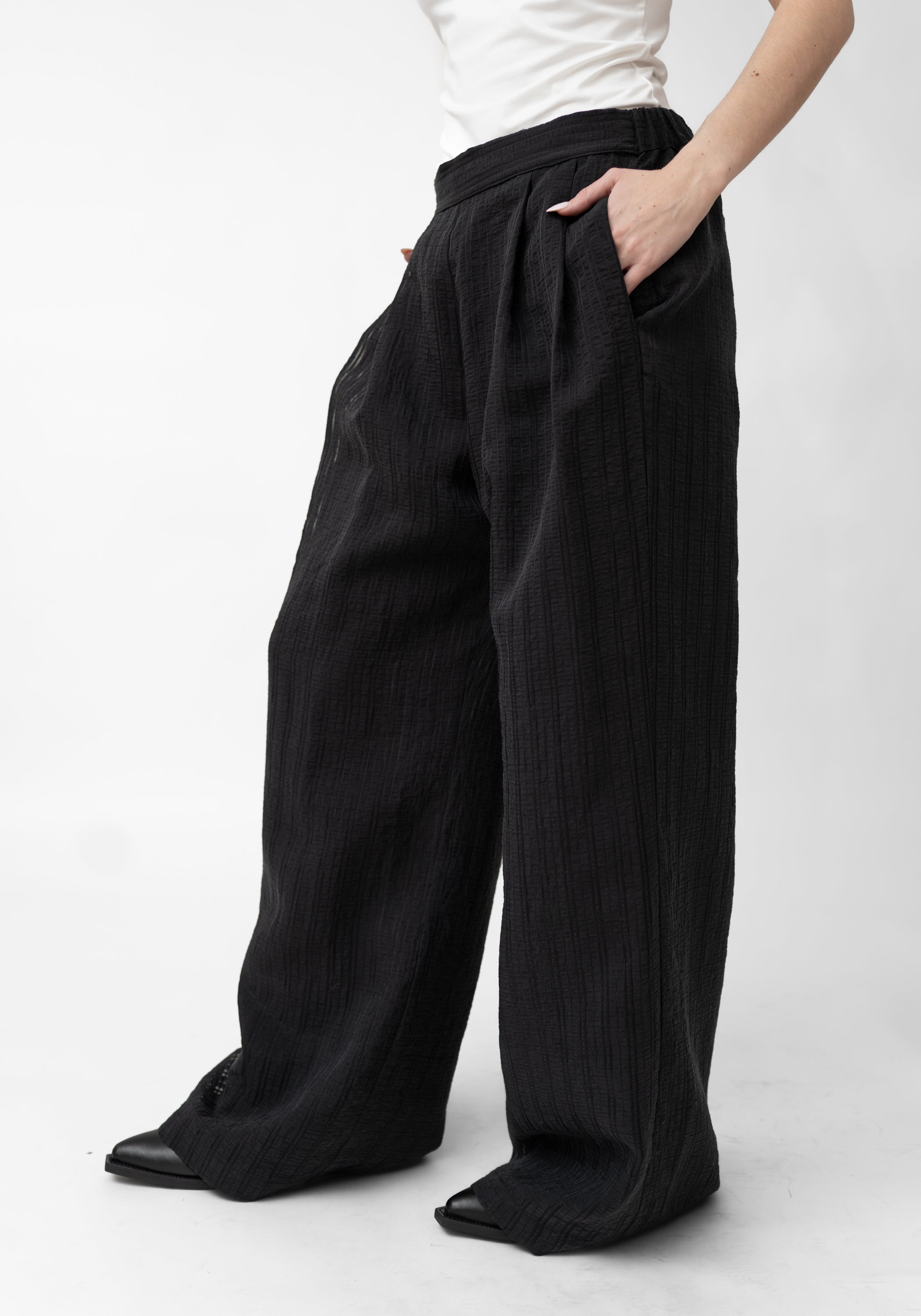 Ombra Semi-Sheer Stripe Pleated Pants - December Thieves