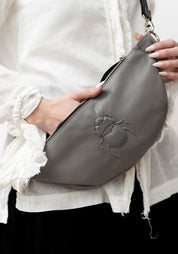 Steel Grey Leather Scarab Embossed Belt Bag - December Thieves