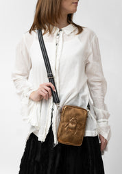 Bronze Leather Scarab Embossed Cross Body Bag - December Thieves