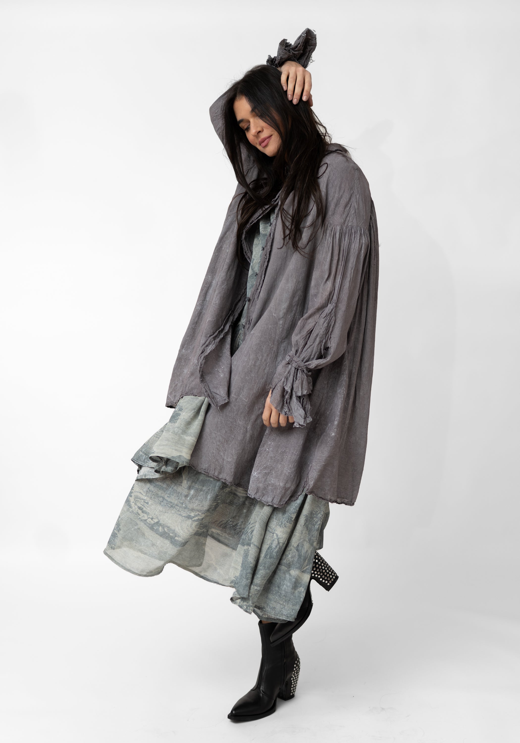 Gathered Back Wrapped Sleeve Detail Tunic Blouse - December Thieves