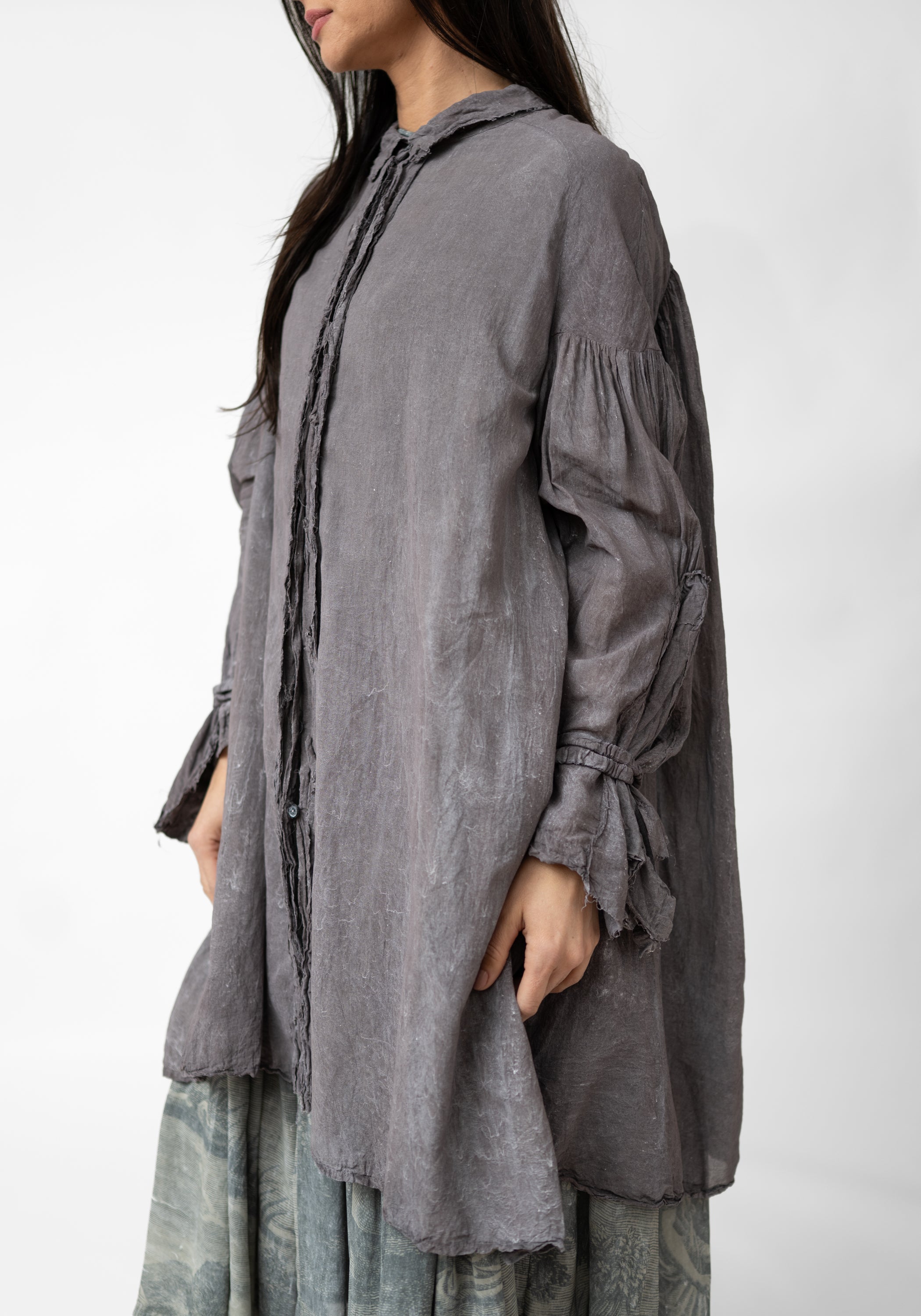 Gathered Back Wrapped Sleeve Detail Tunic Blouse - December Thieves