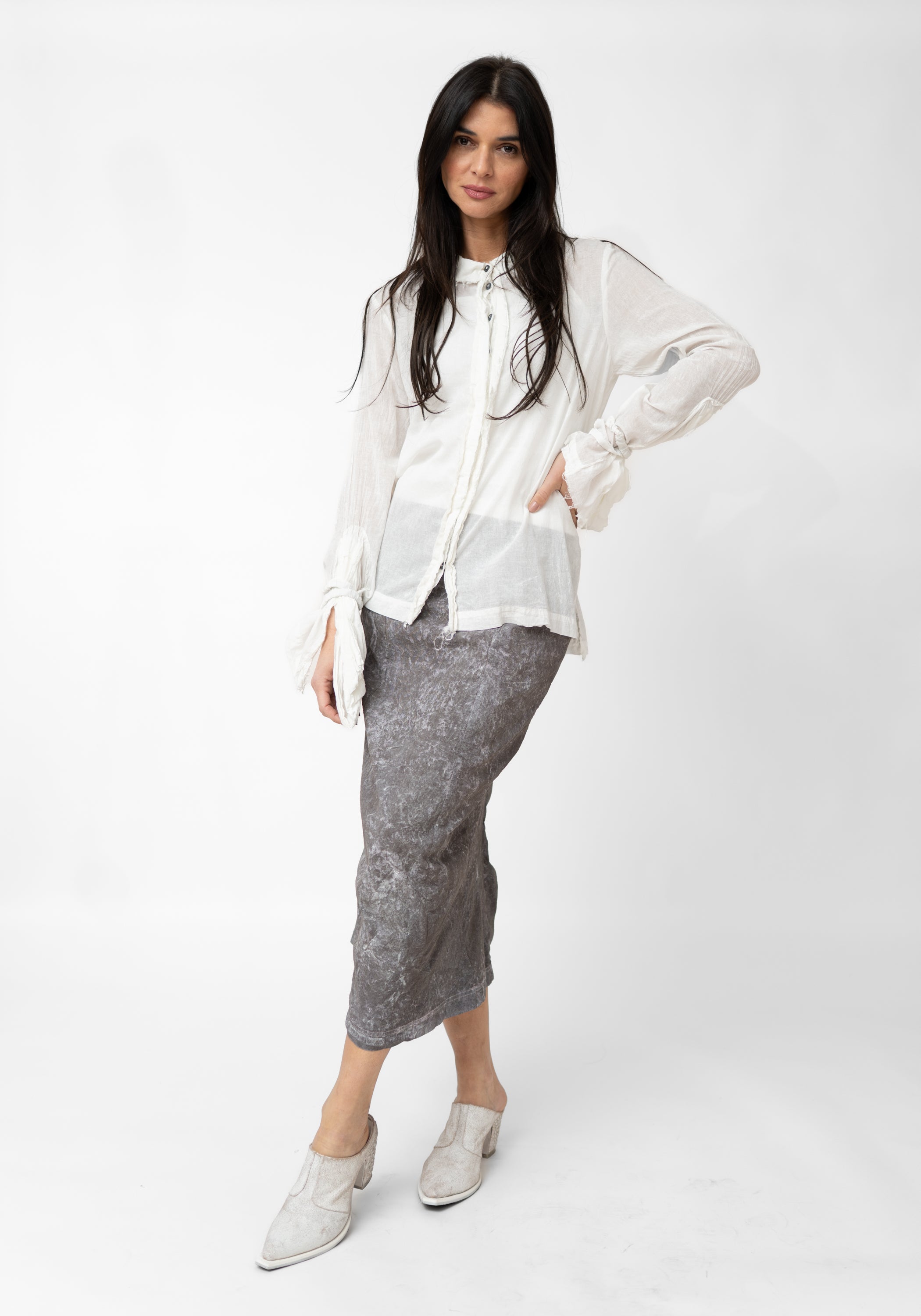 Tailored Blouse With Distressed Lace Cuffs - December Thieves