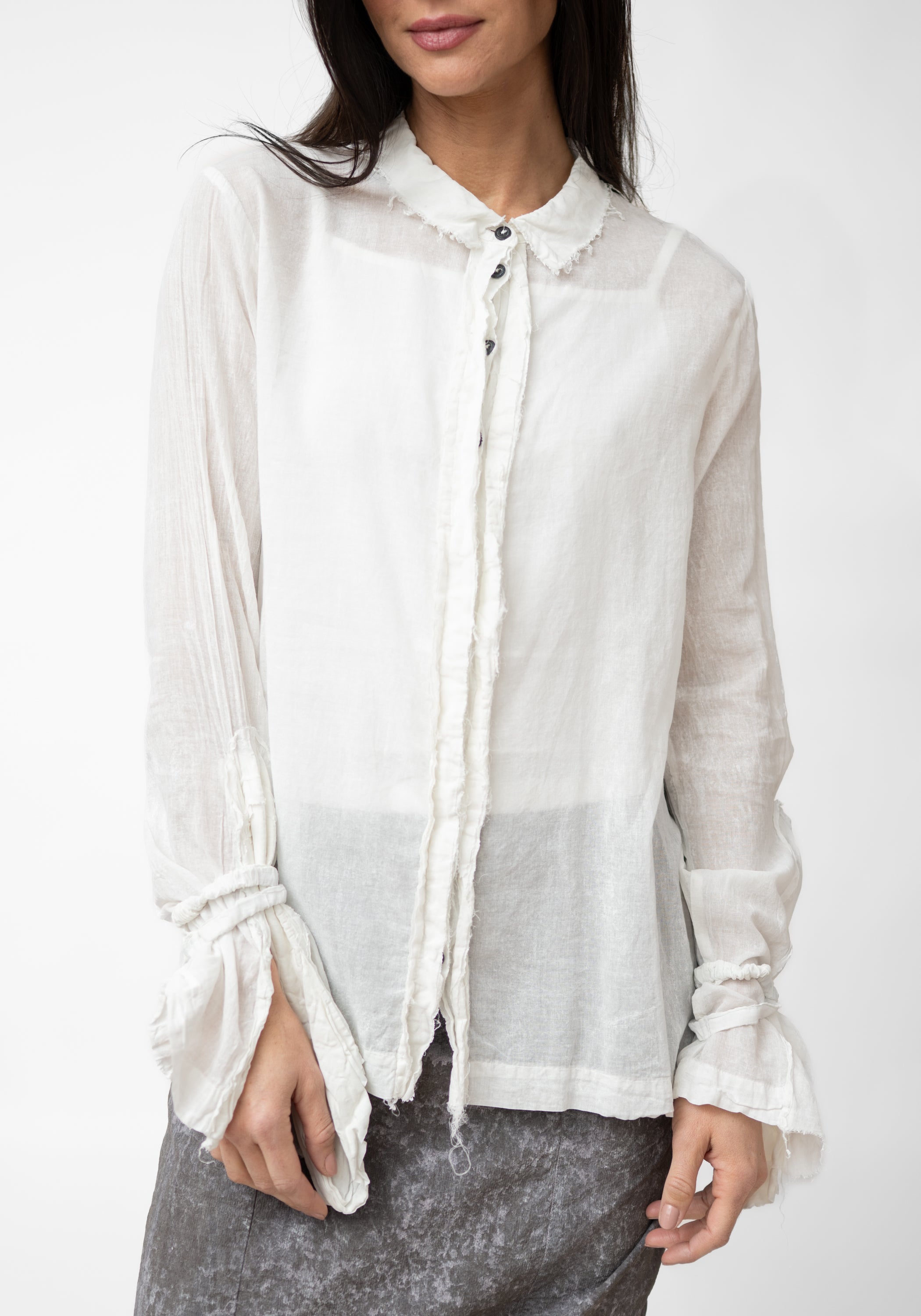 Tailored Blouse With Distressed Lace Cuffs - December Thieves