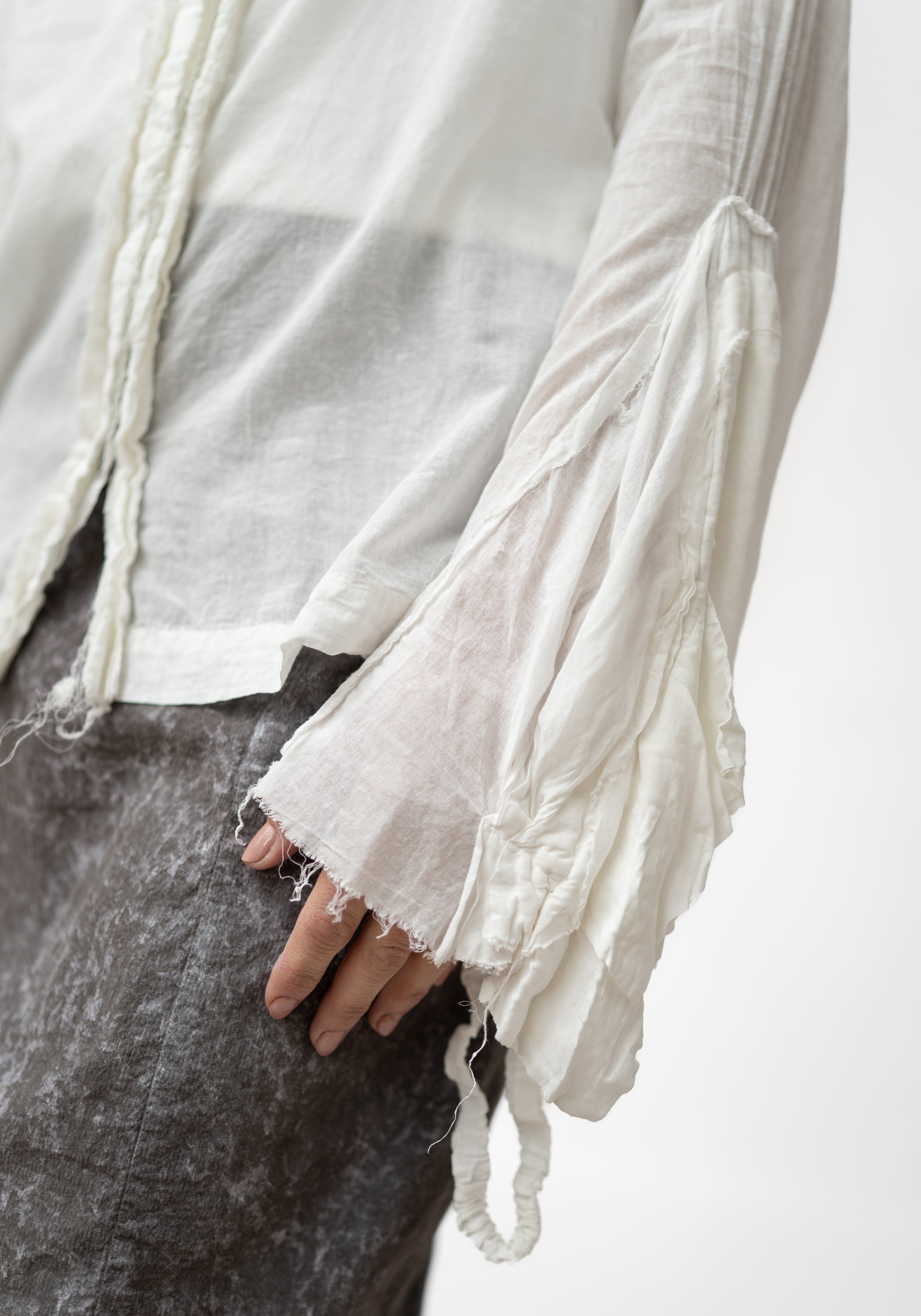 Tailored Blouse With Distressed Lace Cuffs - December Thieves