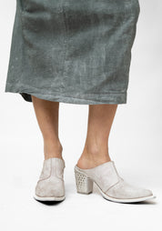 Camilla Rivet Hand Painted Off White Leather Mule - December Thieves