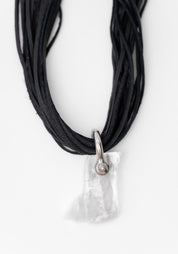 Selenite Slab Leather Necklace