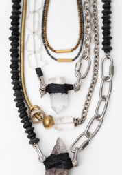 Dainty Bronze Hematite and Brass Hex Bolt Necklace