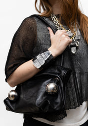 Selenite Slab Leather Bracelet