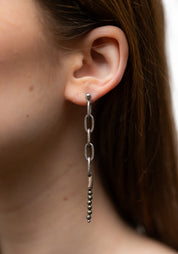 Silver Chain and Pyrite Spike Earring