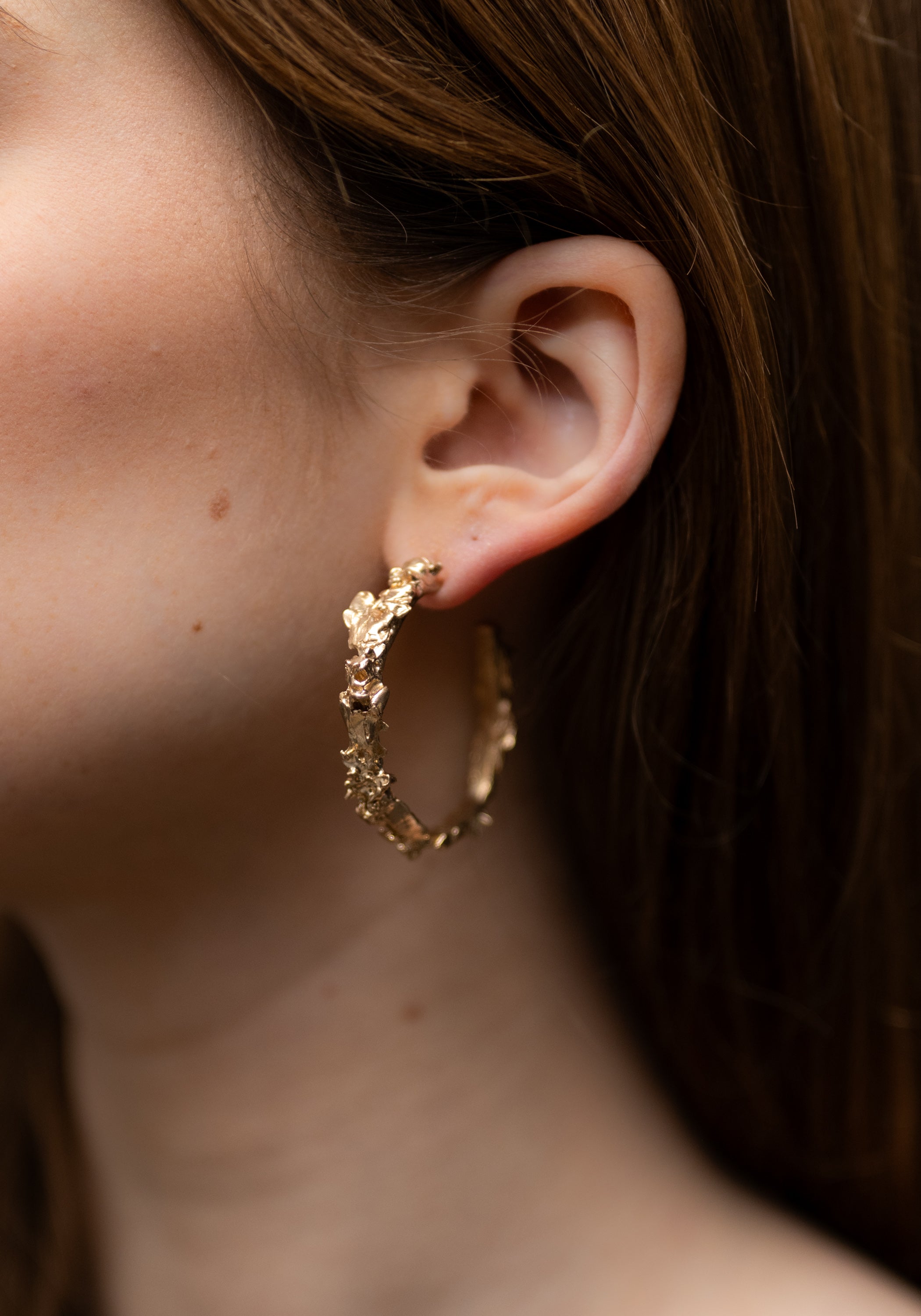 En Flux Textured Bronze Hoops
