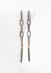 Silver Chain and Pyrite Spike Earring